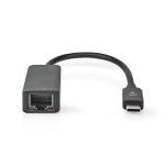 Nedis USB-netwerkadapter | USB 3.2 Gen 1 | 2.5 Gbps | USB-C™ Male | RJ45 Female | 0.20 m | Rond | Vernikkeld | Vertind-Koper | Zwart | Doos