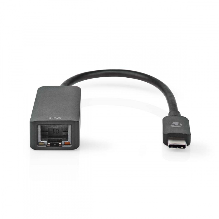 Nedis USB-netwerkadapter | USB 3.2 Gen 1 | 2.5 Gbps | USB-C™ Male | RJ45 Female | 0.20 m | Rond | Vernikkeld | Vertind-Koper | Zwart | Doos