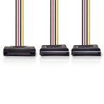 Nedis Interne Voedingskabel | SATA 15-Pins Male | 2x SATA 15-Pins Female | Verguld | 0.15 m | Rond | PVC | Multicolour | Doos