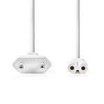 Nedis Stroomkabel | Euro Male | IEC-320-C7 | Recht | Recht | Vernikkeld | 5.00 m | Plat | PVC | Wit | Label