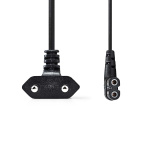 Nedis Stroomkabel | Euro Male | IEC-320-C7 | Gehoekt | Links Gehoekt | Vernikkeld | 5.00 m | Plat | PVC | Zwart | Label