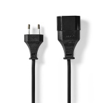 Nedis Power Extension Cable | EUR male | EUR Female| 2.0 m | Round | Black | Envelope