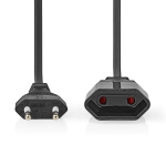 Nedis Power Extension Cable | EUR male | EUR Female| 2.0 m | Round | Black | Envelope