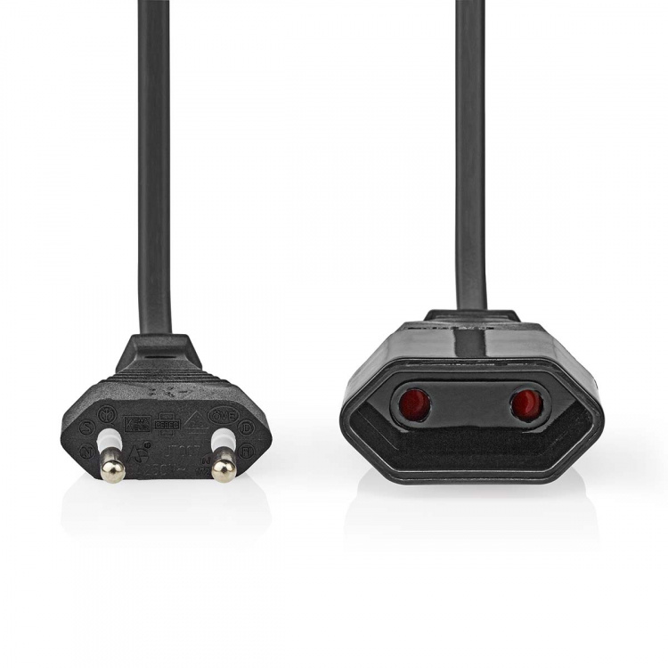 Nedis Power Extension Cable | EUR male | EUR Female| 5.0 m | Round | Black | Envelope