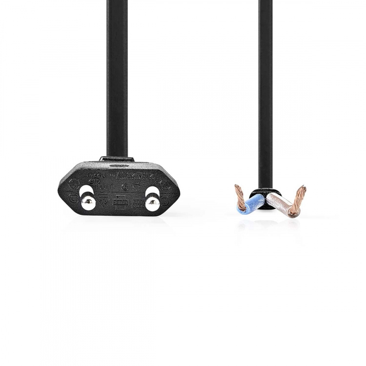 Nedis Stroomkabel | Euro Male | Open | Recht | Recht | Vernikkeld | 3.00 m | Plat | PVC | Zwart | Label Nedis Stroomkabel | Euro Male | Open | Recht | Recht | Vernikkeld | 3.00 m | Plat | PVC | Zwart | Label