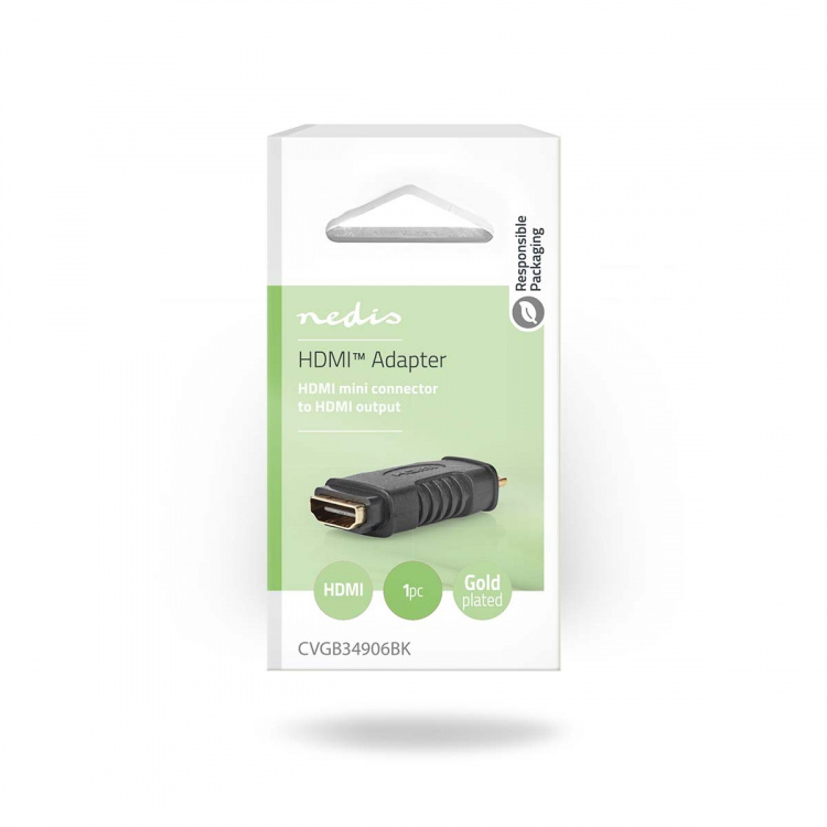 Nedis HDMI™-Adapter | HDMI™ Mini-Connector | HDMI™ Output | Verguld | Recht | ABS | Zwart | 1 Stuks | Blister