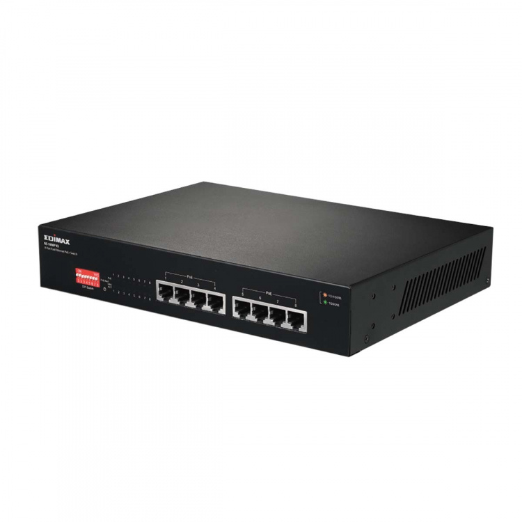 Edimax Lange afstand 8-poorts Gigabit PoE+-switch met DIP-switch