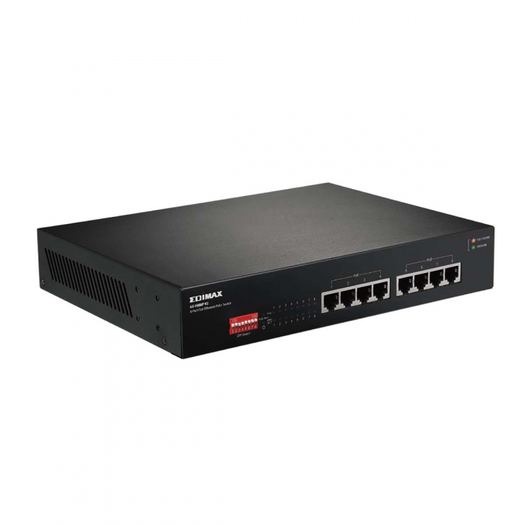 Edimax Lange afstand 8-poorts Gigabit PoE+-switch met DIP-switch