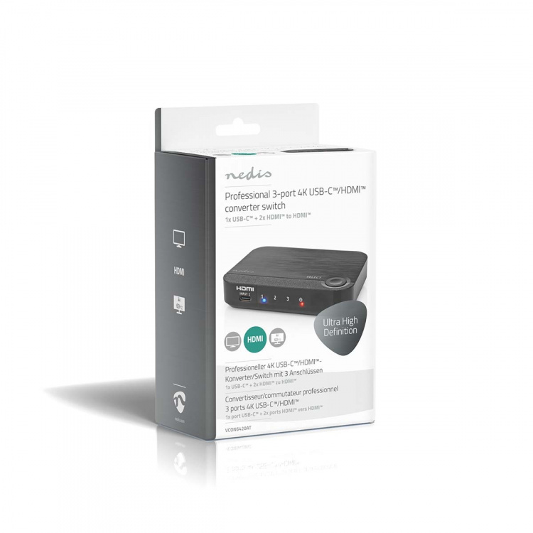 Nedis HDMI™-Converter | 1x USB-C™ / 2x HDMI™ Input | 1x HDMI™ Output | 1-weg | 4K@60Hz | 18 Gbps | ABS | Antraciet Nedis HDMI™-Converter | 1x USB-C™ / 2x HDMI™ Input | 1x HDMI™ Output | 1-weg | 4K@60Hz | 18 Gbps | ABS | Antraciet