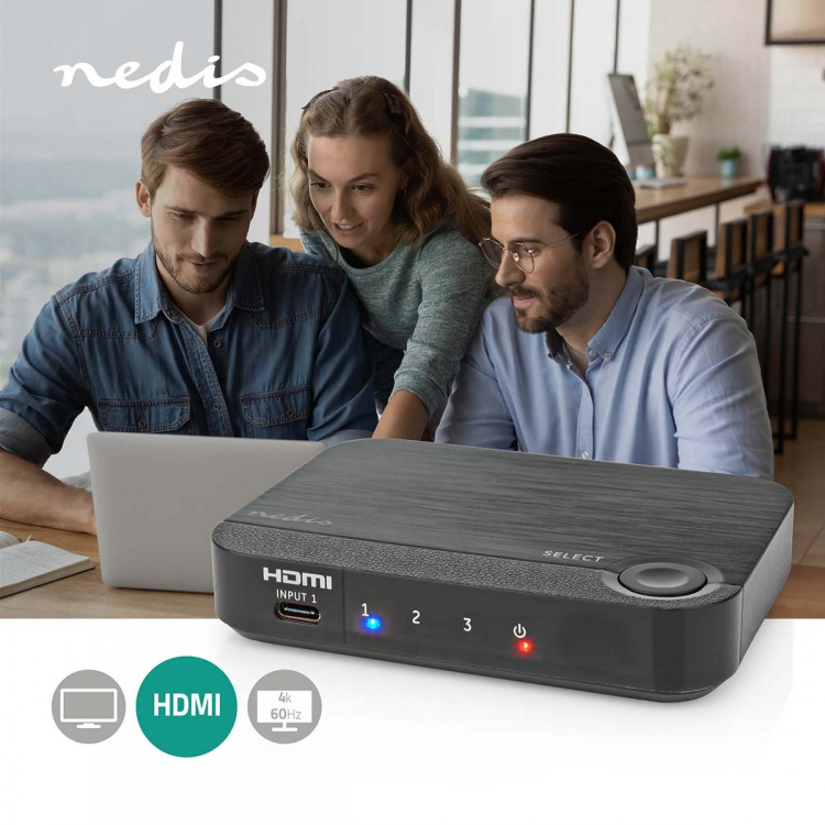 Nedis HDMI™-Converter | 1x USB-C™ / 2x HDMI™ Input | 1x HDMI™ Output | 1-weg | 4K@60Hz | 18 Gbps | ABS | Antraciet Nedis HDMI™-Converter | 1x USB-C™ / 2x HDMI™ Input | 1x HDMI™ Output | 1-weg | 4K@60Hz | 18 Gbps | ABS | Antraciet