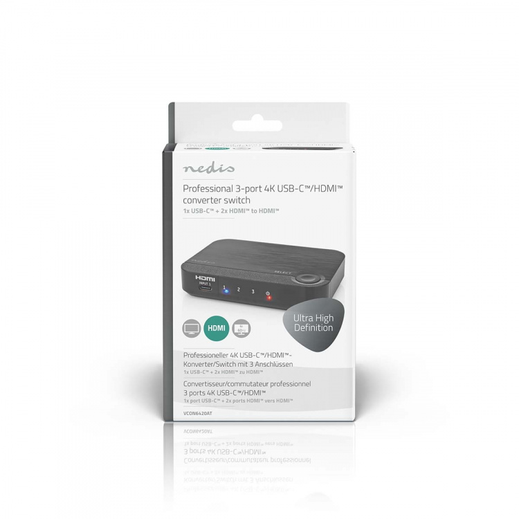 Nedis HDMI™-Converter | 1x USB-C™ / 2x HDMI™ Input | 1x HDMI™ Output | 1-weg | 4K@60Hz | 18 Gbps | ABS | Antraciet Nedis HDMI™-Converter | 1x USB-C™ / 2x HDMI™ Input | 1x HDMI™ Output | 1-weg | 4K@60Hz | 18 Gbps | ABS | Antraciet