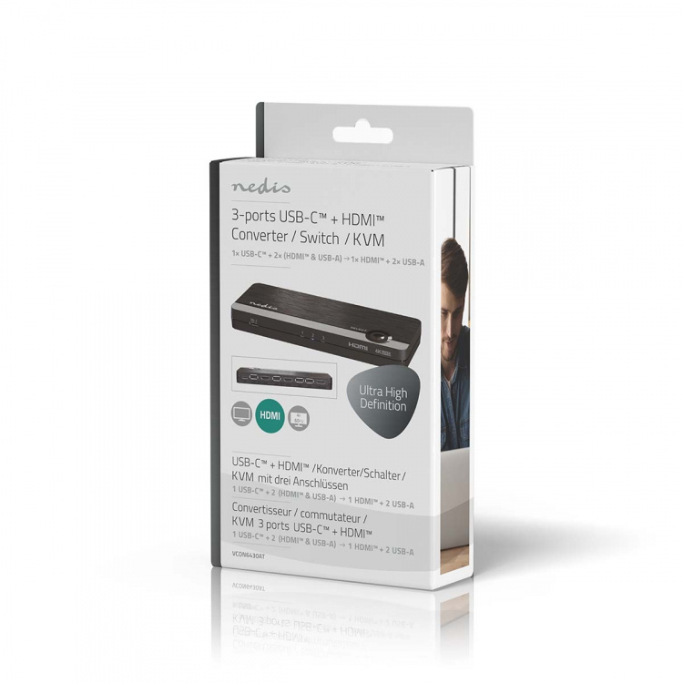 Nedis HDMI™-Converter | USB-C™ Female / 2x HDMI™ Input / 4x USB A Female | 1x HDMI™ Output | 1-weg | 4K@60Hz | 18 Gbps | ABS | Antraciet Nedis HDMI™-Converter | USB-C™ Female / 2x HDMI™ Input / 4x USB A Female | 1x HDMI™ Output | 1-weg | 4K@60Hz | 18 Gbps | ABS | Antraciet