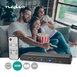 Nedis HDMI™-Extractor | 2x HDMI™ Input | TosLink Female / 1x 3.5 mm / 1x HDMI™ Output / 2x RCA | Maximale resolutie: 4K@60Hz | 18 Gbps | Metaal | Antraciet | Doos