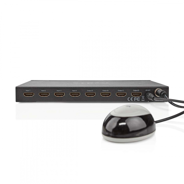 Nedis HDMI™ Matrix-Switch | 4 x 4-Poorts poort(en) | DC Power / 1x RS232 / 4x HDMI™ Input | 4x HDMI™ Output | 4K@60Hz | 18 Gbps | Afstandbestuurbaar | Metaal | Zwart Nedis HDMI™ Matrix-Switch | 4 x 4-Poorts poort(en) | DC Power / 1x RS232 / 4x HDMI™ Input | 4x HDMI™ Output | 4K@60Hz | 18 Gbps | Afstandbestuurbaar | Metaal | Zwart