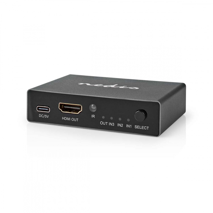 Nedis HDMI™-Switch | 3 poort(en) | 3x HDMI™ Input | 1x HDMI™ Output | 8K@60Hz | 45 Gbps | Afstandbestuurbaar | Aluminium | Antraciet Nedis HDMI™-Switch | 3 poort(en) | 3x HDMI™ Input | 1x HDMI™ Output | 8K@60Hz | 45 Gbps | Afstandbestuurbaar | Aluminium | Antraciet