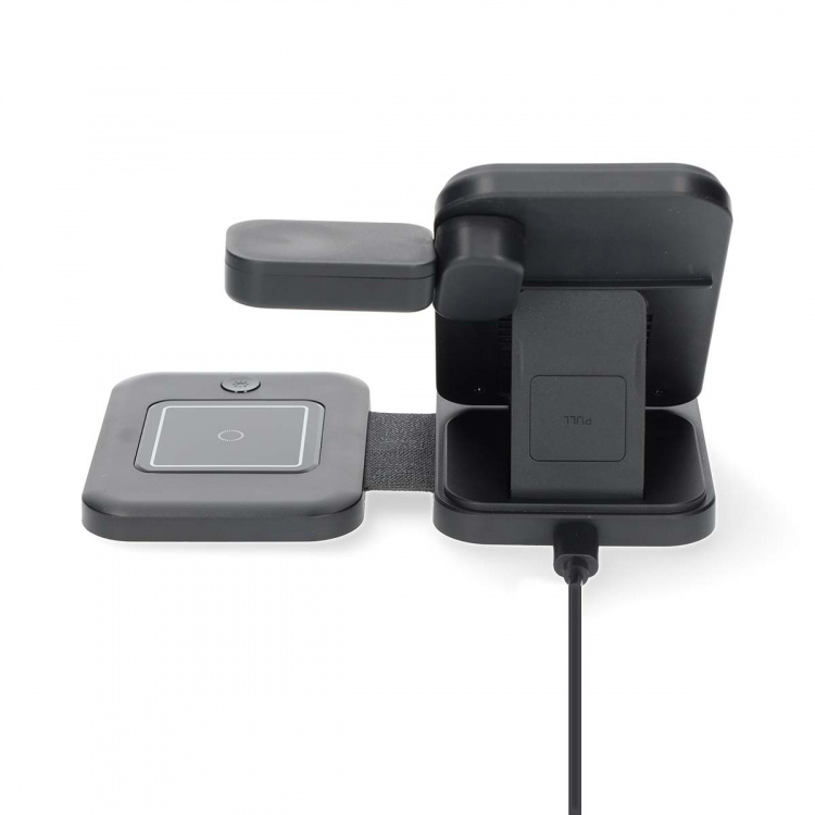 Nedis Draadloze Oplader | 3-in-1 | 15 W | LED-indicatie in gebruik | Inclusief kabel | USB-A / USB-C™ | 1.00 m