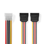 Nedis Interne Voedingskabel | Molex Male | 2x SATA 15-Pins Female | Verguld | 0.15 m | Rond | PVC | Multicolour | Doos Nedis Interne Voedingskabel | Molex Male | 2x SATA 15-Pins Female | Verguld | 0.15 m | Rond | PVC | Multicolour | Doos