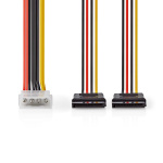 Nedis Interne Voedingskabel | Molex Male | 2x SATA 15-Pins Female | Verguld | 0.15 m | Rond | PVC | Multicolour | Doos Nedis Interne Voedingskabel | Molex Male | 2x SATA 15-Pins Female | Verguld | 0.15 m | Rond | PVC | Multicolour | Doos