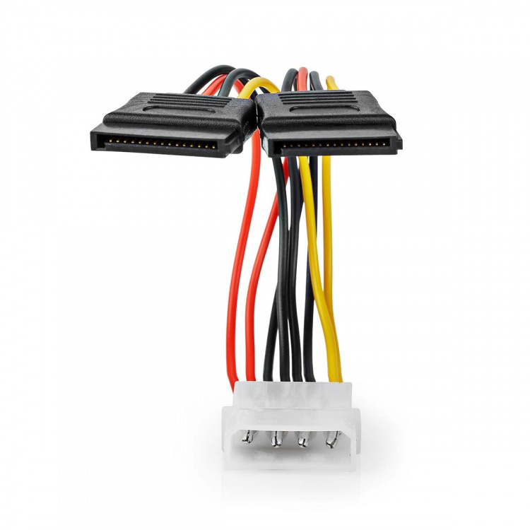 Nedis Interne Voedingskabel | Molex Male | 2x SATA 15-Pins Female | Verguld | 0.15 m | Rond | PVC | Multicolour | Doos Nedis Interne Voedingskabel | Molex Male | 2x SATA 15-Pins Female | Verguld | 0.15 m | Rond | PVC | Multicolour | Doos