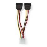 Nedis Interne Voedingskabel | Molex Male | 2x SATA 15-Pins Female | Verguld | 0.15 m | Rond | PVC | Multicolour | Doos Nedis Interne Voedingskabel | Molex Male | 2x SATA 15-Pins Female | Verguld | 0.15 m | Rond | PVC | Multicolour | Doos