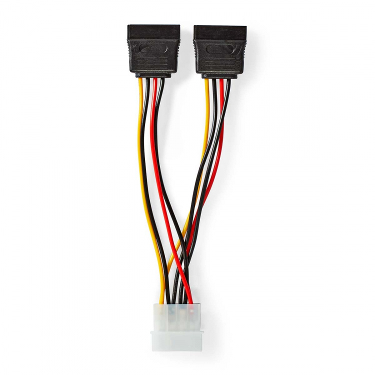 Nedis Interne Voedingskabel | Molex Male | 2x SATA 15-Pins Female | Verguld | 0.15 m | Rond | PVC | Multicolour | Doos Nedis Interne Voedingskabel | Molex Male | 2x SATA 15-Pins Female | Verguld | 0.15 m | Rond | PVC | Multicolour | Doos
