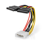 Nedis Interne Voedingskabel | Molex Male | 2x SATA 15-Pins Female | Verguld | 0.15 m | Rond | PVC | Multicolour | Doos Nedis Interne Voedingskabel | Molex Male | 2x SATA 15-Pins Female | Verguld | 0.15 m | Rond | PVC | Multicolour | Doos