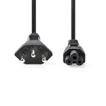 Nedis Stroomkabel | CH Type 12 | IEC-320-C5 | Recht | Recht | Vernikkeld | 2.00 m | Rond | PVC | Zwart | Label