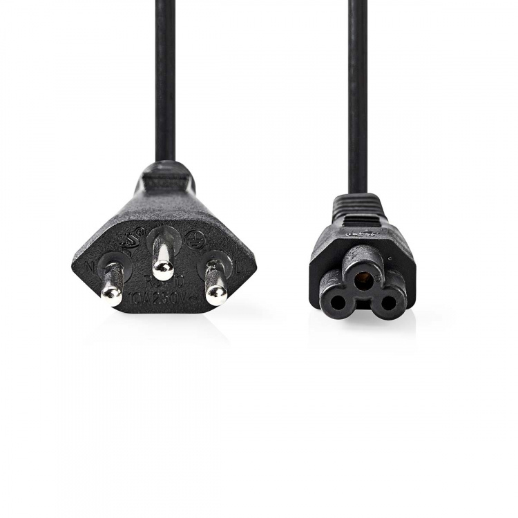 Nedis Stroomkabel | CH Type 12 | IEC-320-C5 | Recht | Recht | Vernikkeld | 2.00 m | Rond | PVC | Zwart | Label