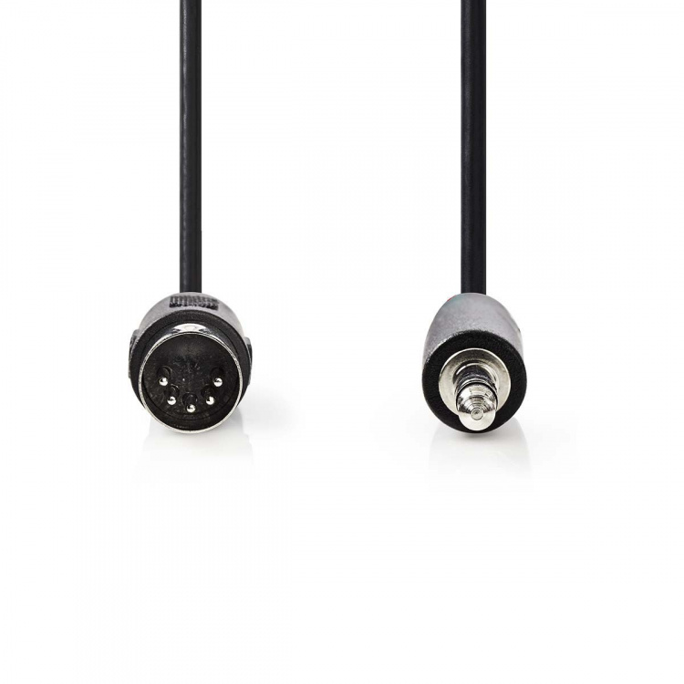 Nedis DIN-Audiokabel | DIN 5-Pins Male | 3,5 mm Male | Vernikkeld | 2.00 m | Rond | PVC | Zwart | Label Nedis DIN-Audiokabel | DIN 5-Pins Male | 3,5 mm Male | Vernikkeld | 2.00 m | Rond | PVC | Zwart | Label