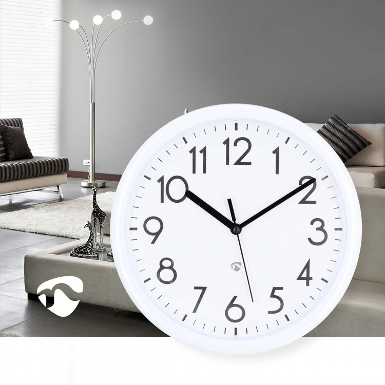 Nedis Wandklok | Diameter: 220 mm | Kunststof | Wit
