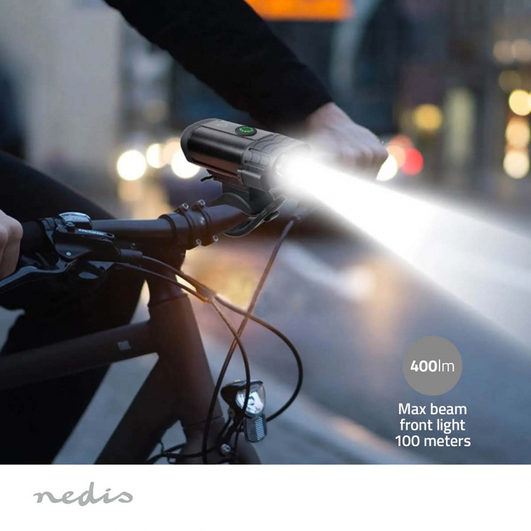 Nedis Fietslamp | Batterij Gevoed | 5 V DC | 3 W | Incl. batterij(en) | Oplaadbaar | 400 lm | 4.5 lm | 100 m | 110 ° Nedis Fietslamp | Batterij Gevoed | 5 V DC | 3 W | Incl. batterij(en) | Oplaadbaar | 400 lm | 4.5 lm | 100 m | 110 °