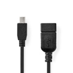 Nedis USB-Adapter | USB 2.0 | Mini 5-Pin Male | USB-A Female | 480 Mbps | OTG | 0.20 m | Rond | Vernikkeld | Zwart | Doos