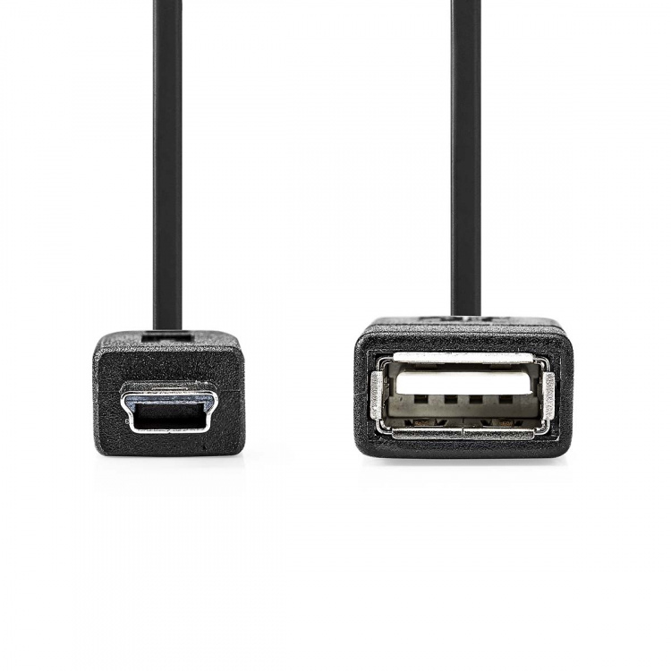 Nedis USB-Adapter | USB 2.0 | Mini 5-Pin Male | USB-A Female | 480 Mbps | OTG | 0.20 m | Rond | Vernikkeld | Zwart | Doos