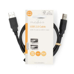 Nedis USB-Kabel | USB 2.0 | USB-A Male | USB-A Male | 480 Mbps | Vernikkeld | 1.00 m | Rond | PVC | Zwart | Label Nedis USB-Kabel | USB 2.0 | USB-A Male | USB-A Male | 480 Mbps | Vernikkeld | 1.00 m | Rond | PVC | Zwart | Label