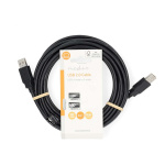 Nedis USB-Kabel | USB 2.0 | USB-A Male | USB-A Male | 480 Mbps | Vernikkeld | 5.00 m | Rond | PVC | Zwart | Label Nedis USB-Kabel | USB 2.0 | USB-A Male | USB-A Male | 480 Mbps | Vernikkeld | 5.00 m | Rond | PVC | Zwart | Label