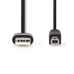 Nedis USB-Kabel | USB 2.0 | USB-A Male | USB-B Male | 480 Mbps | Vernikkeld | 2.00 m | Rond | PVC | Zwart | Label Nedis USB-Kabel | USB 2.0 | USB-A Male | USB-B Male | 480 Mbps | Vernikkeld | 2.00 m | Rond | PVC | Zwart | Label