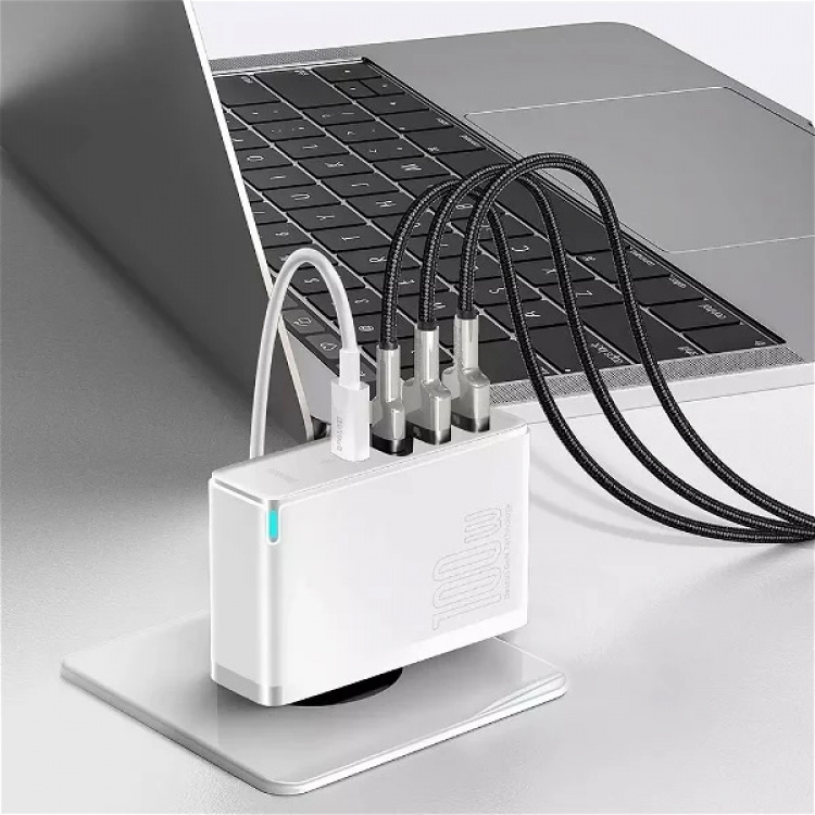 Baseus GaN2 Pro- Fast Charger 2xUSB + 2xUSB-C 100W (White)