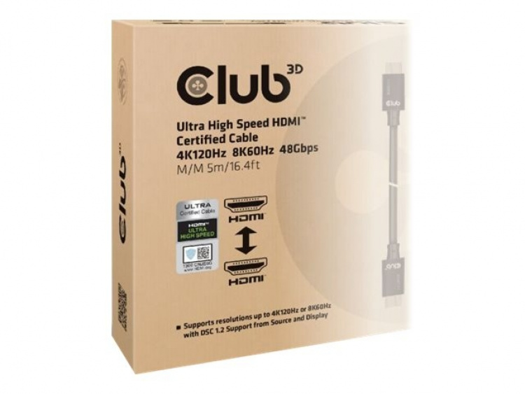 Club 3D HDMI hane -> HDMI hane 5 m Svart Club 3D HDMI hane -> HDMI hane 5 m Svart
