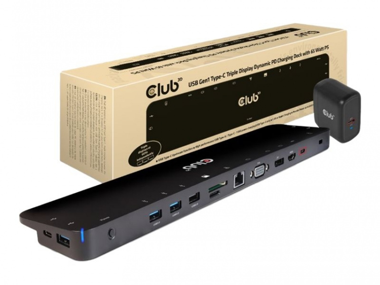 Club 3D Triple Display Dynamic PD-laddningsdocka Dockningsstation