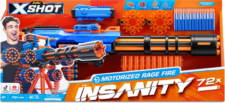 X-Shot Insanity Gemotoriseerd Rage Fire Gatlin Pistool met statief - schuimpistool