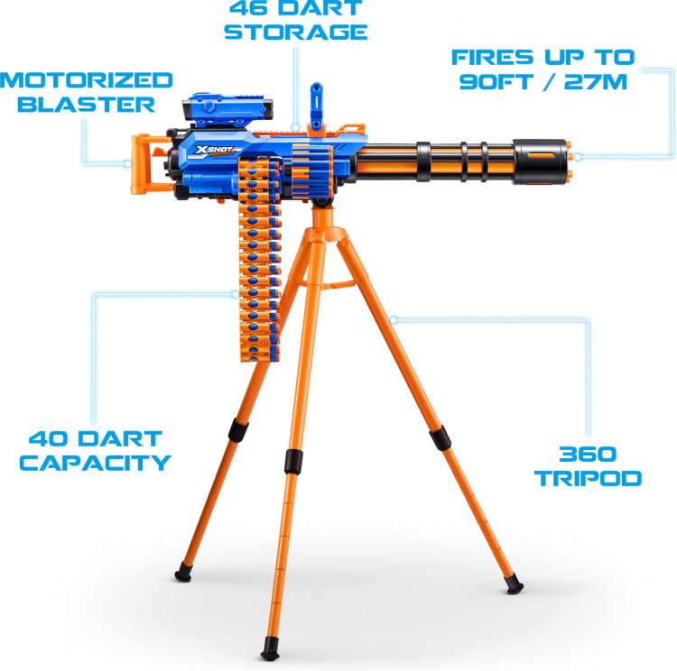 X-Shot Insanity Gemotoriseerd Rage Fire Gatlin Pistool met statief - schuimpistool