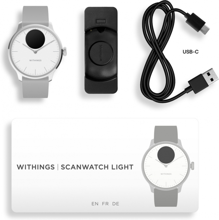 Withings Scanwatch Light smartwatch, 37 mm, wit/grijs