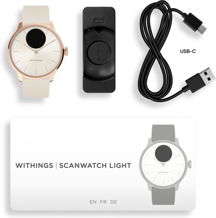 Withings Scanwatch Light smartwatch, 37 mm, wit / roségoud