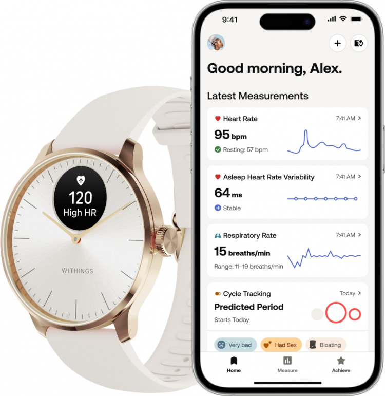 Withings Scanwatch Light smartwatch, 37 mm, wit / roségoud