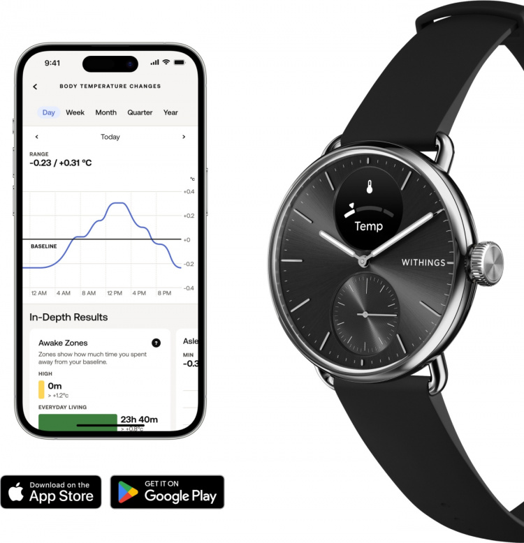 Withings Scanwatch 2 smartwatch, 38 mm, zwart