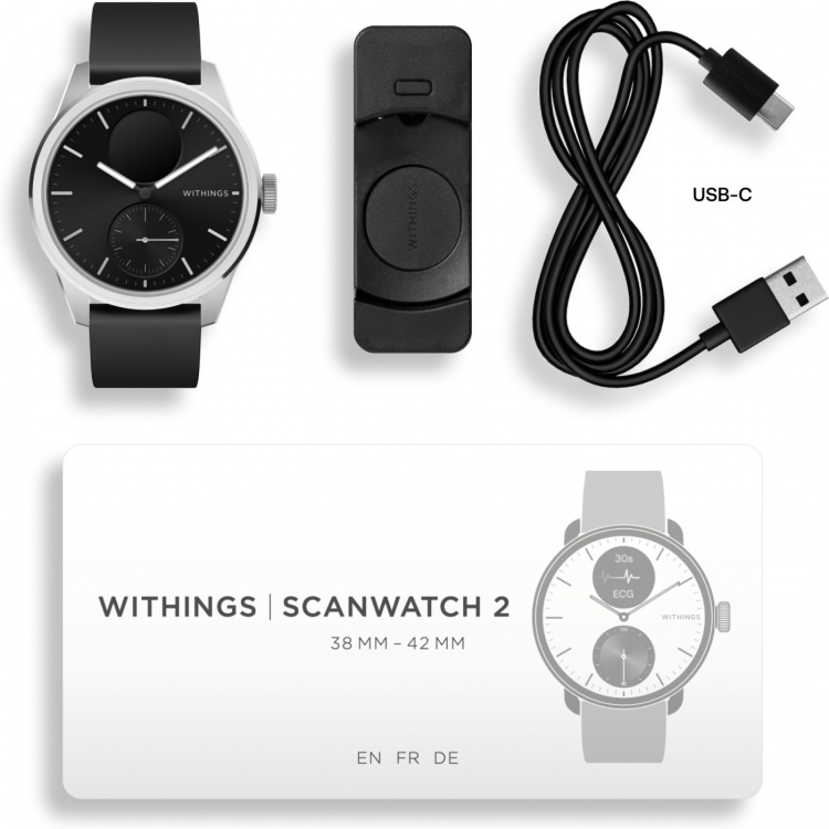 Withings Scanwatch 2 smartwatch, 42 mm, zwart Withings Scanwatch 2 smartwatch, 42 mm, zwart