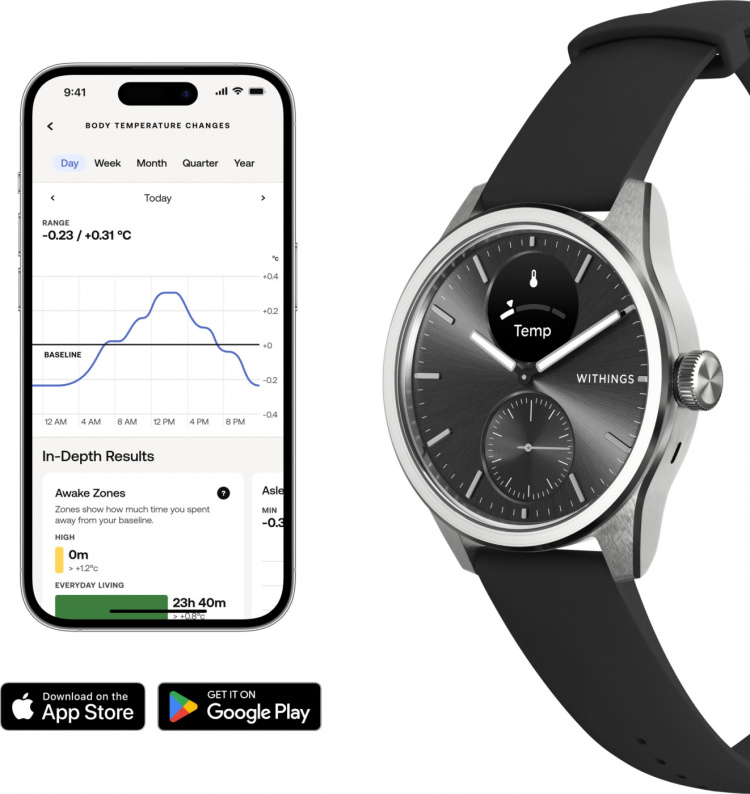 Withings Scanwatch 2 smartwatch, 42 mm, zwart Withings Scanwatch 2 smartwatch, 42 mm, zwart