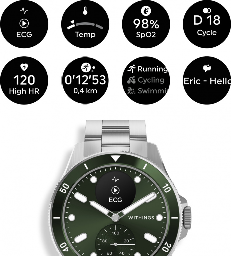 Withings Scanwatch Nova smartwatch, 42 mm, groen
