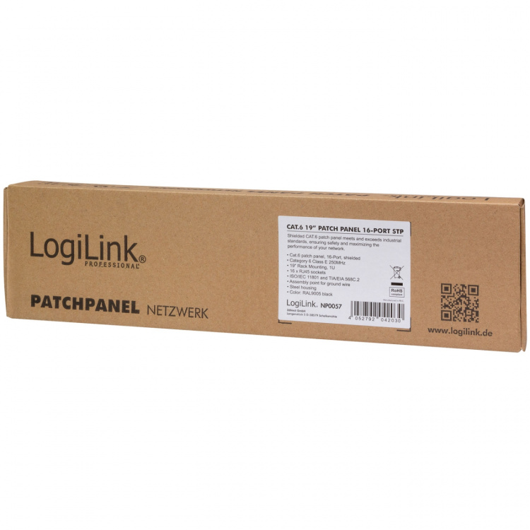 LogiLink Patchpanel 16-portar Cat6 för 19 LogiLink Patchpanel 16-portar Cat6 för 19