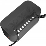 LogiLink Cable box - Kabelgömma med grenuttag + USB-A/USB-C-laddning Svart